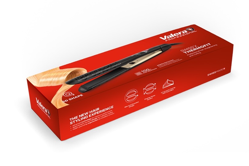 Valera Swiss'X ThermoFit Piastra Professionale per Capelli in Tormalina Ceramica, Lisciatura e Arricciatura, Temperatura Massima 230°C, Cavo 3 m, Colore Nero e Oro
