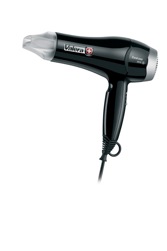 Valera Excel 2000 Ionic Asciugacapelli Ultraleggero 2000 W con 6 Livelli di Temperatura, Ionizzatore e Filtro Rimovibile - Nero