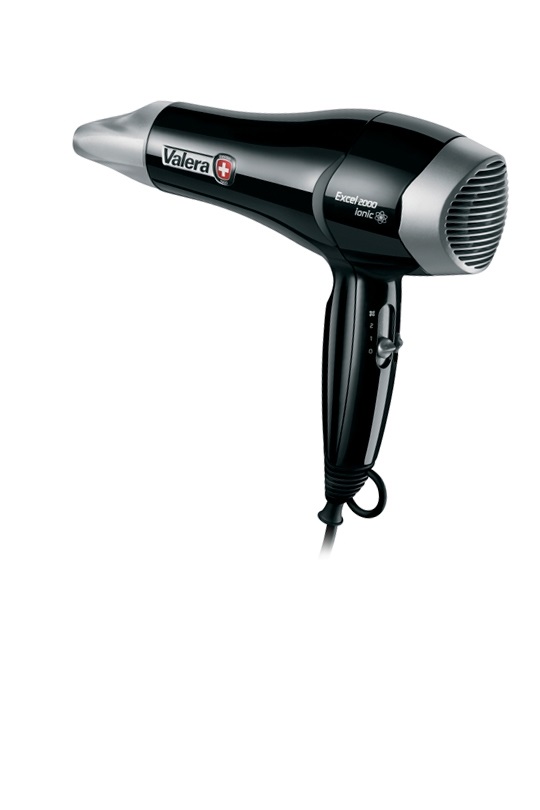 Valera Excel 2000 Ionic Asciugacapelli Ultraleggero 2000 W con 6 Livelli di Temperatura, Ionizzatore e Filtro Rimovibile - Nero