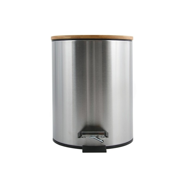 Spirella Cestino a Pedale Adonis 5L in Acciaio Inox e Bambù con Chiusura Ammortizzata e Rivestimento Anti-Tracce
