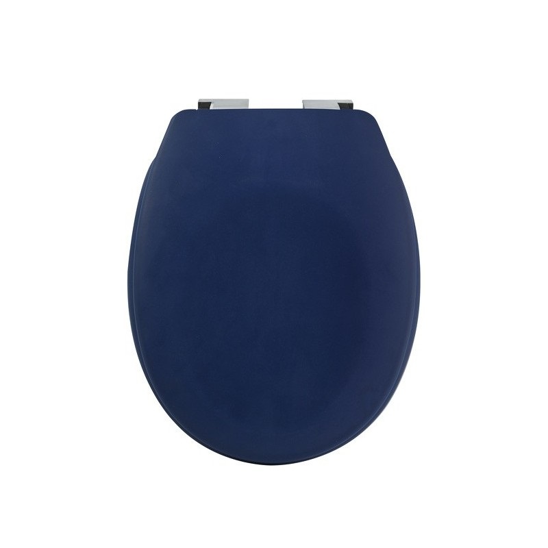 KLAK Sedile WC Universale in Thermo Dur Blu Opaco con Cerniere in Acciaio Inox e Chiusura Rallentata