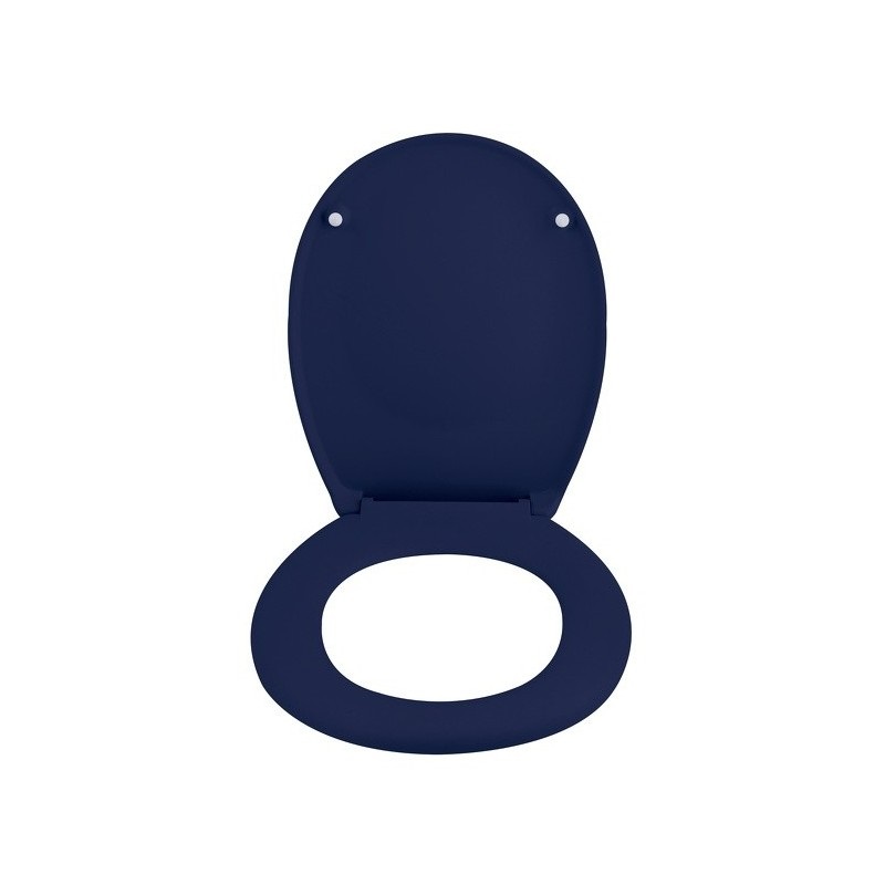 KLAK Sedile WC Universale in Thermo Dur Blu Opaco con Cerniere in Acciaio Inox e Chiusura Rallentata