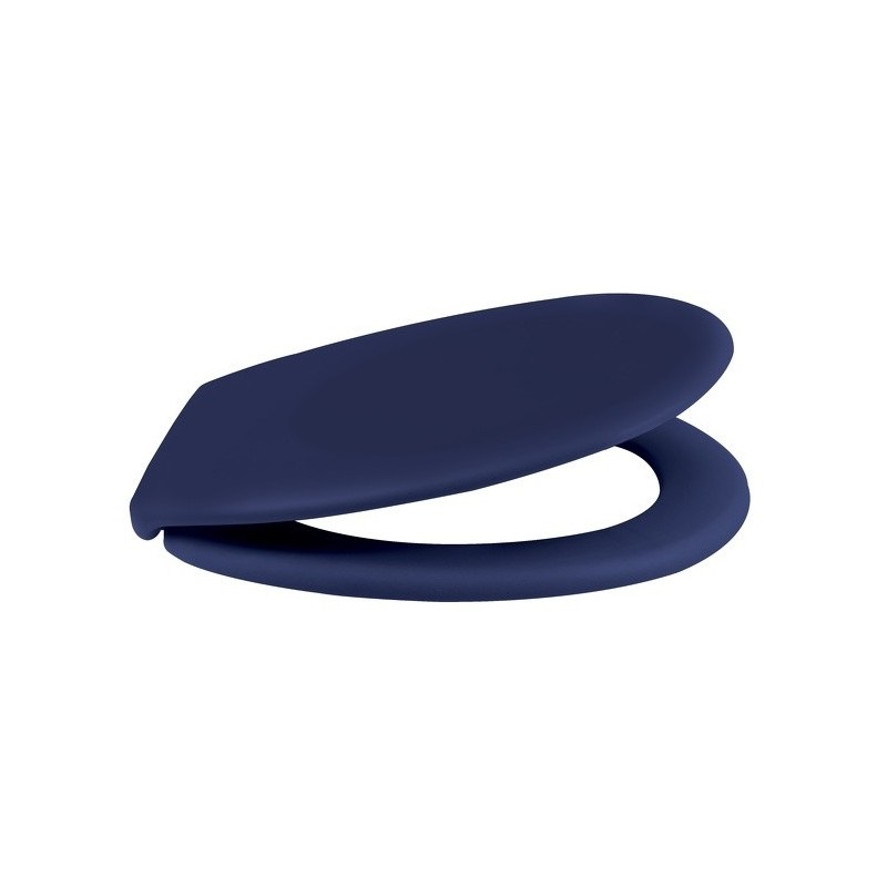 KLAK Sedile WC Universale in Thermo Dur Blu Opaco con Cerniere in Acciaio Inox e Chiusura Rallentata