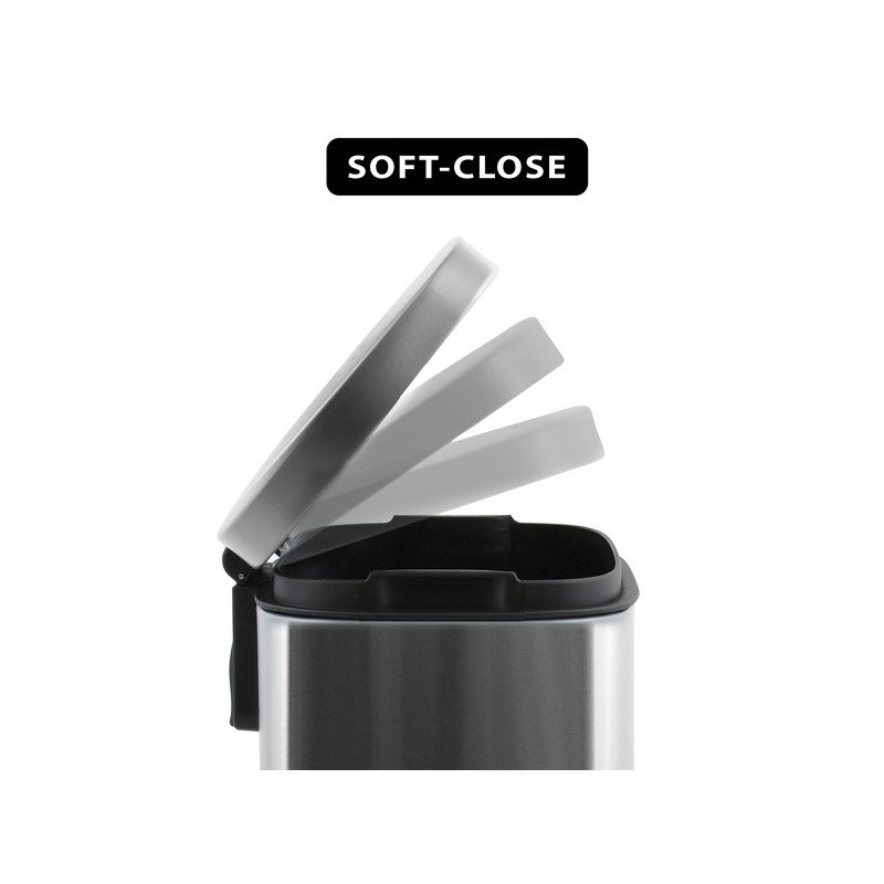 Spirella Cestino per Rifiuti Rettangolare in Acciaio Inossidabile 12L con Chiusura Ammortizzata - Design Moderno per Bagno e Cucina
