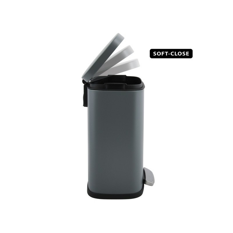 Spirella Cestino da Cucina a Pedale AKIRA 30L - Acciaio Robusto, Chiusura Lenta e Silenziosa, Grigio Opaco