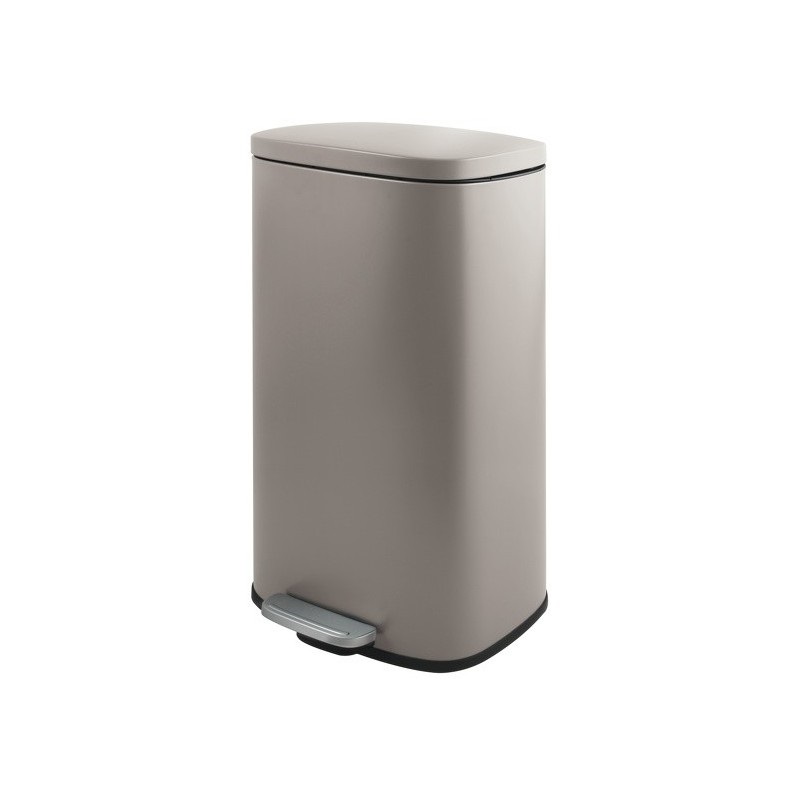Spirella Cestino a Pedale AKIRA 50L in Acciaio Inox - Design Moderno Rettangolare con Rivestimento Anti-Tracce e Chiusura Silenziosa - Tortora Opaco