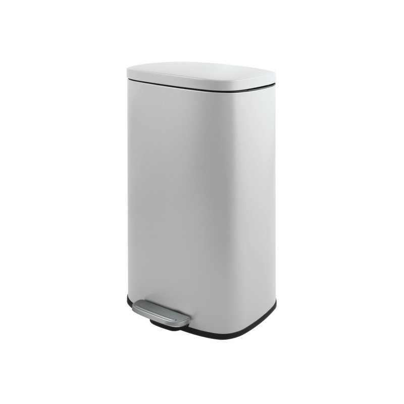 Spirella Cestino a Pedale Akira 50L in Acciaio Inox con Chiusura Ammortizzata e Design Moderno Bianco Opaco