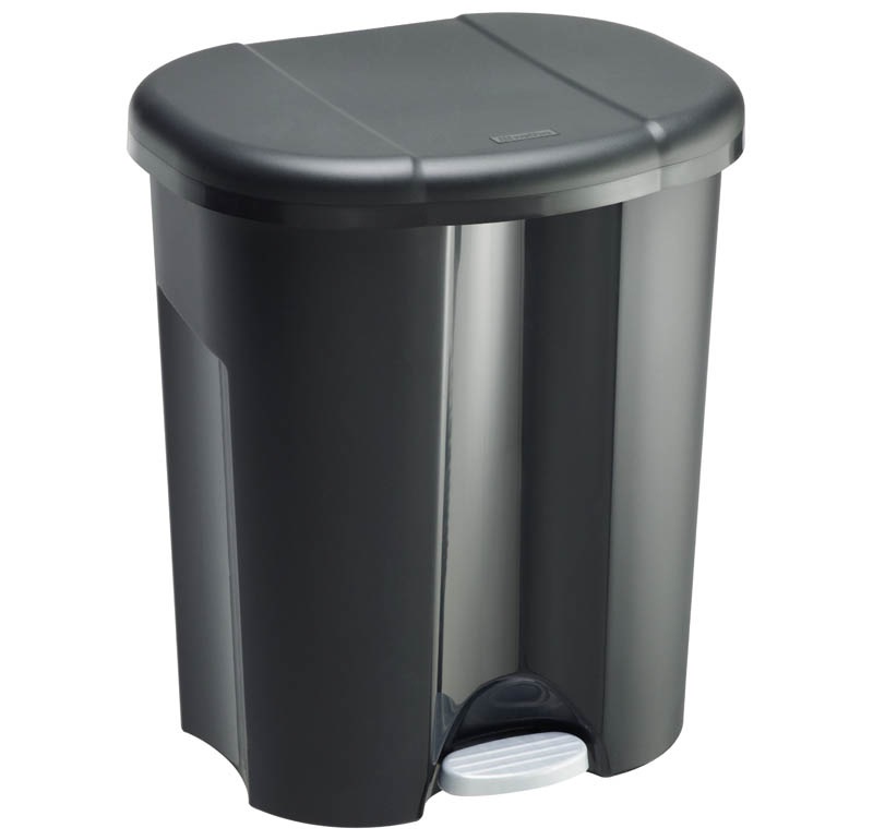 ROTHO Pattumiera per Raccolta Differenziata Trio 60 L Nero - 3 Scomparti (10L 2x15L), a Pedale, in Polipropilene