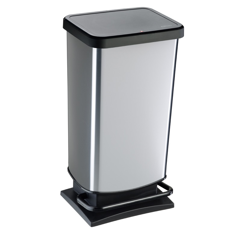 Rotho PASO Cestino Gettacarte a Pedale 40L in Polipropilene Metallizzato Argento