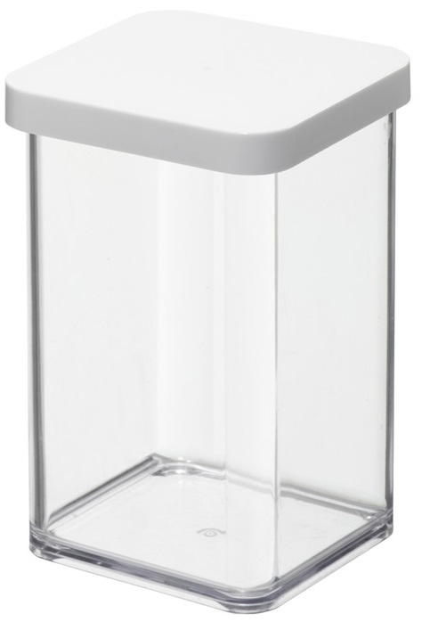 Rotho Loft Scatola Quadrata 1 L con Coperchio e Guarnizione, Plastica (SAN) senza BPA, Trasparente/Bianco, 10.0 x 10.0 x 14.2 cm