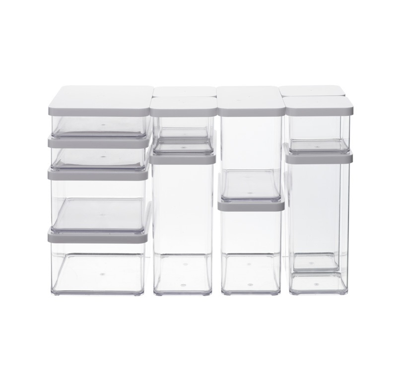 Rotho Loft Scatola Quadrata 1 L con Coperchio e Guarnizione, Plastica (SAN) senza BPA, Trasparente/Bianco, 10.0 x 10.0 x 14.2 cm