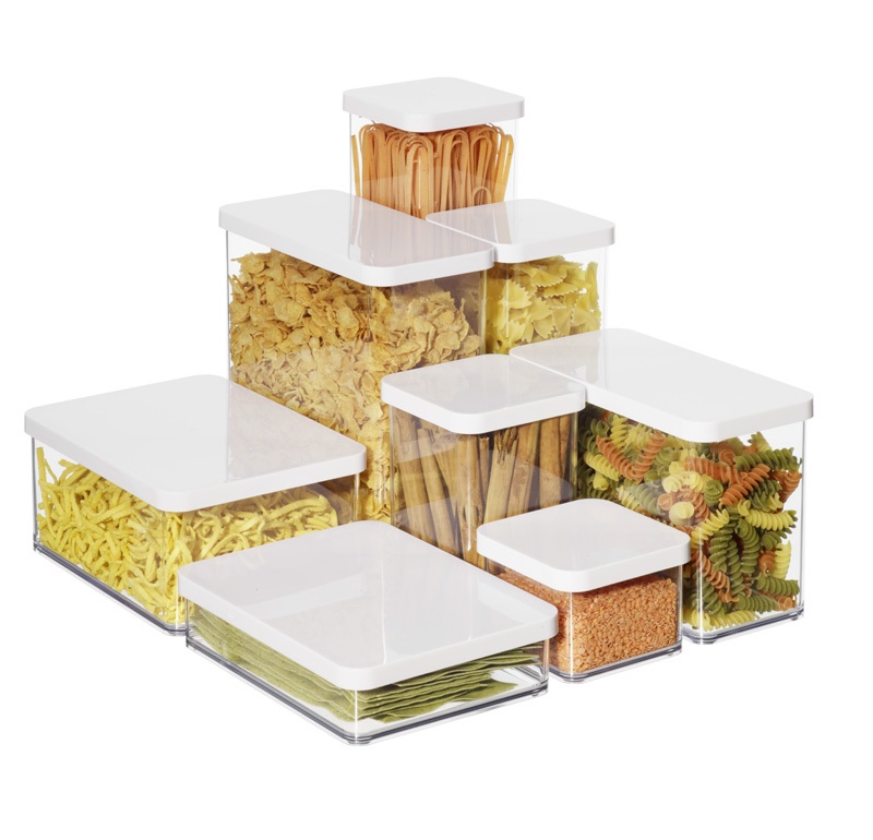 Rotho Loft Scatola Quadrata 1 L con Coperchio e Guarnizione, Plastica (SAN) senza BPA, Trasparente/Bianco, 10.0 x 10.0 x 14.2 cm
