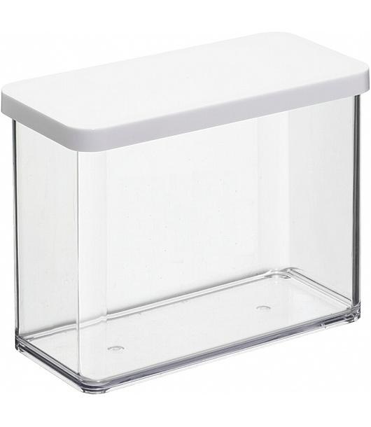 Rotho Loft Contenitore Rettangolare 2,1 L con Coperchio e Guarnizione, Plastica (SAN) senza BPA, Trasparente/Bianco, 20.0 x 10.0 x 14.2 cm