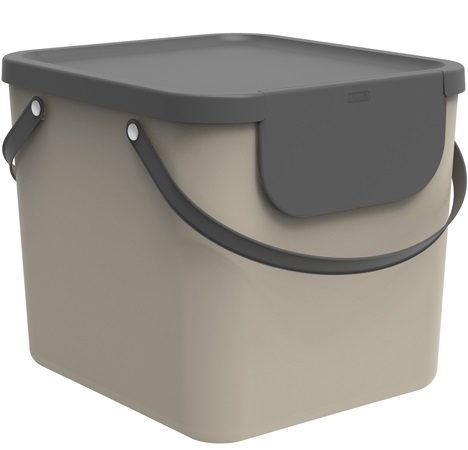 Rotho Pattumiera Albula 40 L in Plastica Cappuccino - Sistema di Separazione Rifiuti Modulare e Impilabile