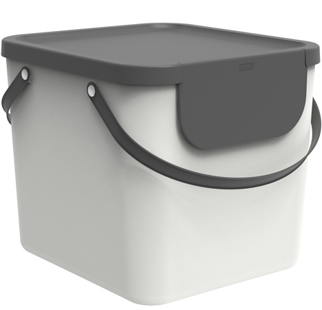 Rotho Albula Pattumiera 40 L Sistema di Separazione Rifiuti Bianco/Grigio con Coperchio e Maniglie