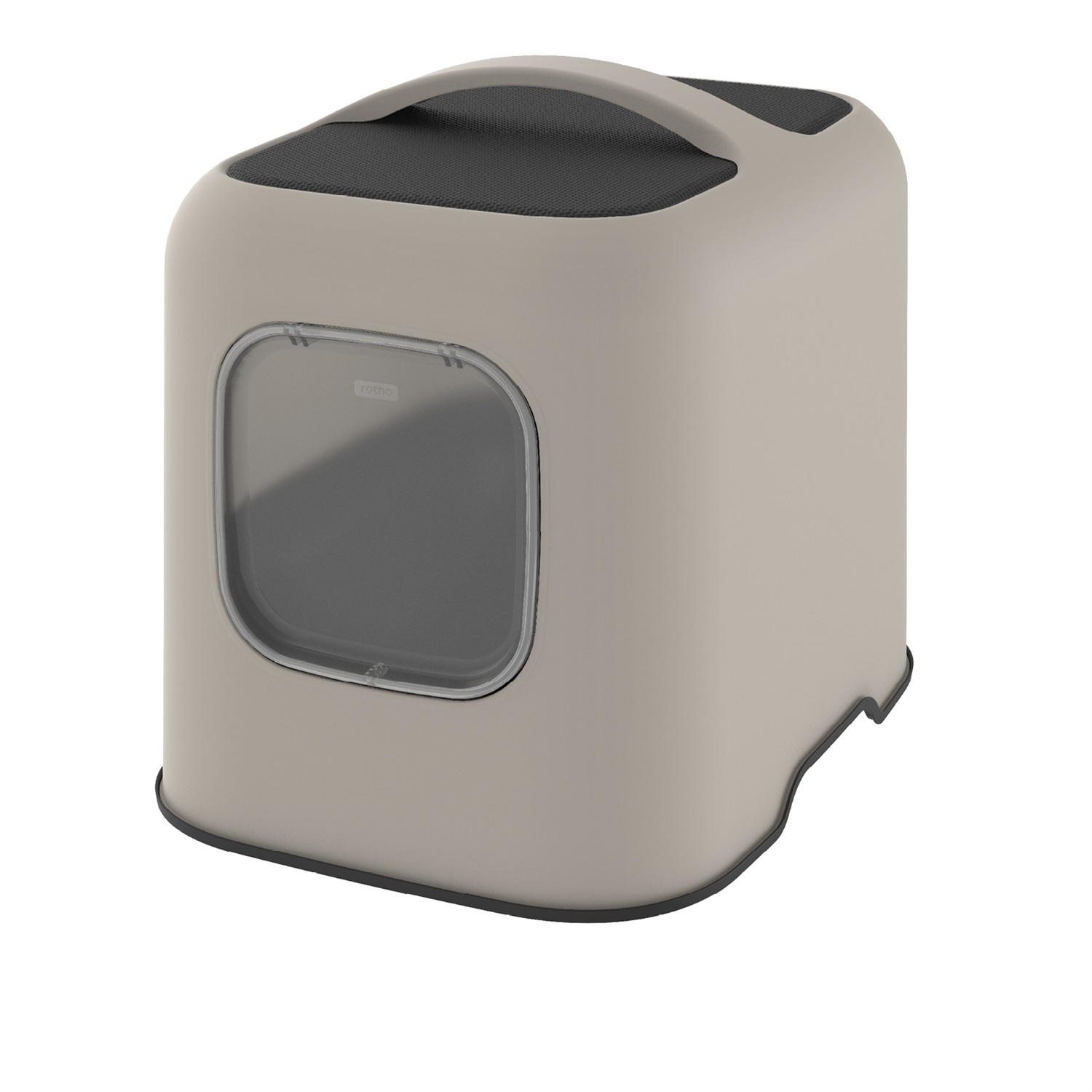 Rotho MyPet Biala - Lettiera per gatti con cappuccio e pala in plastica riciclata, colore beige/antracite, design moderno