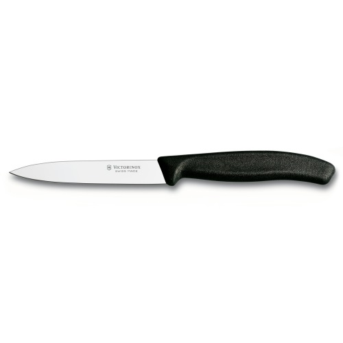 Victorinox SwissClassic Spelucchino 10 cm - Coltello da Cucina in Acciaio Inox con Manico Nero Ergonomico