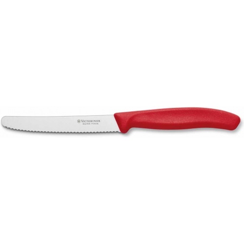 Victorinox Coltello da Tavola Seghettato Rosso - Acciaio Inox, Ideale per Pomodori e Verdure, Manico Lavabile in Lavastoviglie