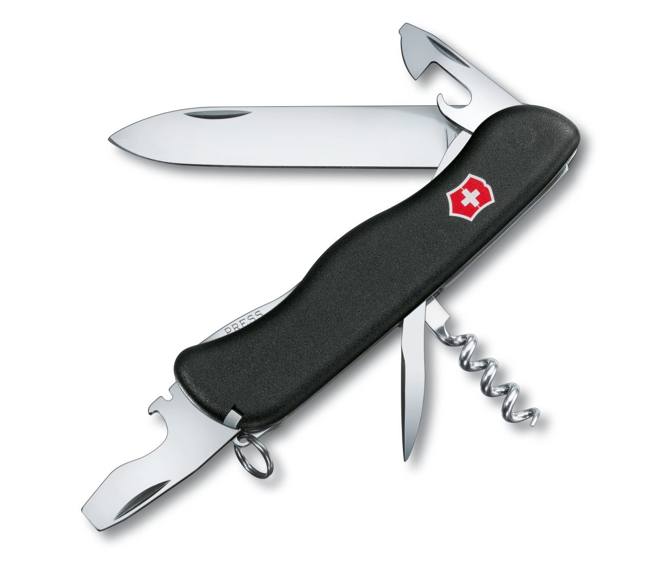 Victorinox Picknicker Coltello Svizzero Nero - 11 Funzioni, Lama Grande Bloccabile, Apriscatole e Apribottiglie