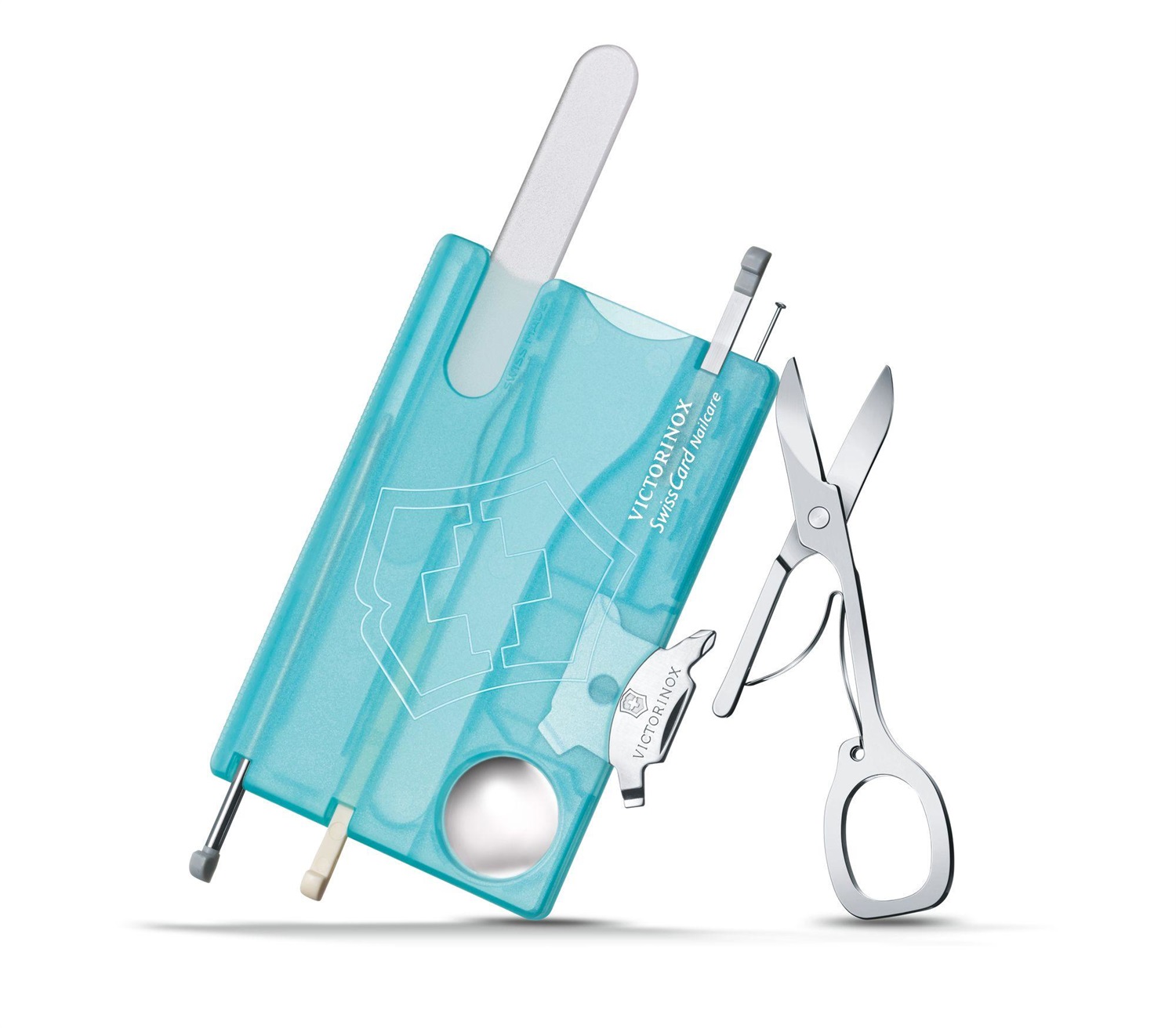 Victorinox SwissCard Nailcare Turchese - Coltello Multiuso con 13 Funzioni e Lima in Vetro
