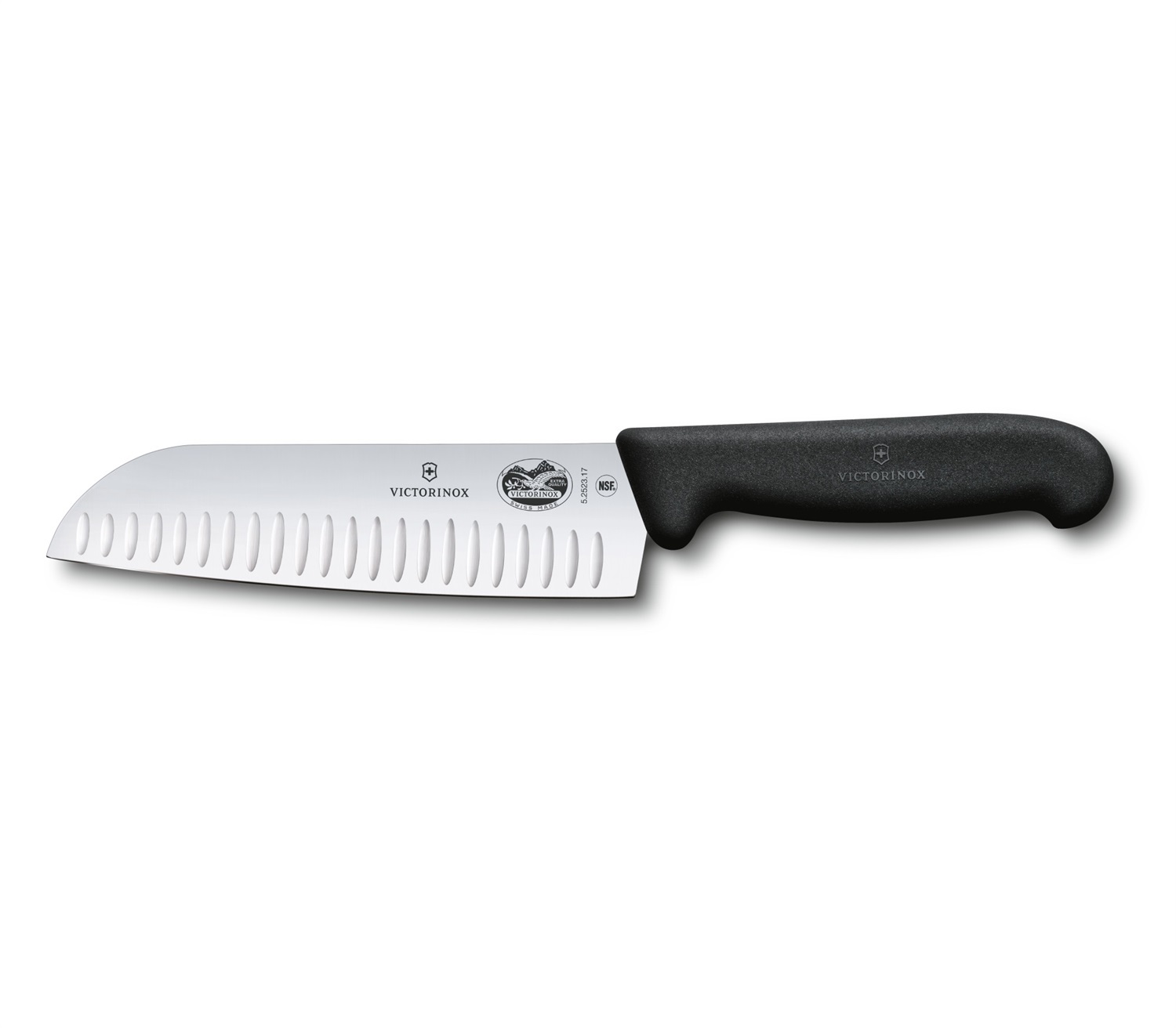 Victorinox Coltello Santoku 17 cm in Acciaio Inossidabile con Manico Fibrox Antiscivolo e Design Alveolato