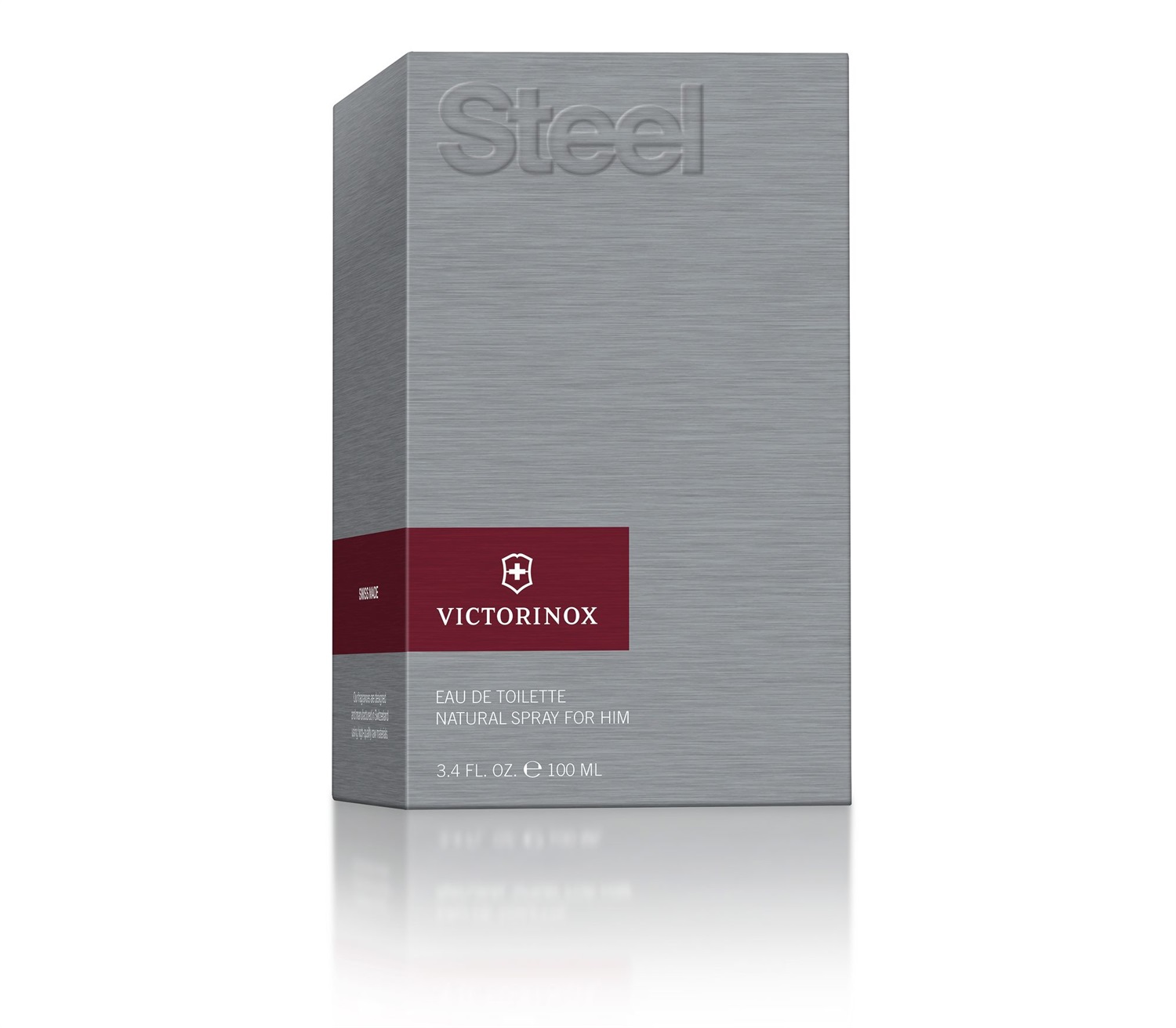 Victorinox Steel - Acqua da toeletta da uomo in spray, 100 ml con note di foglie di viola, frutti rossi e accordo acquatico