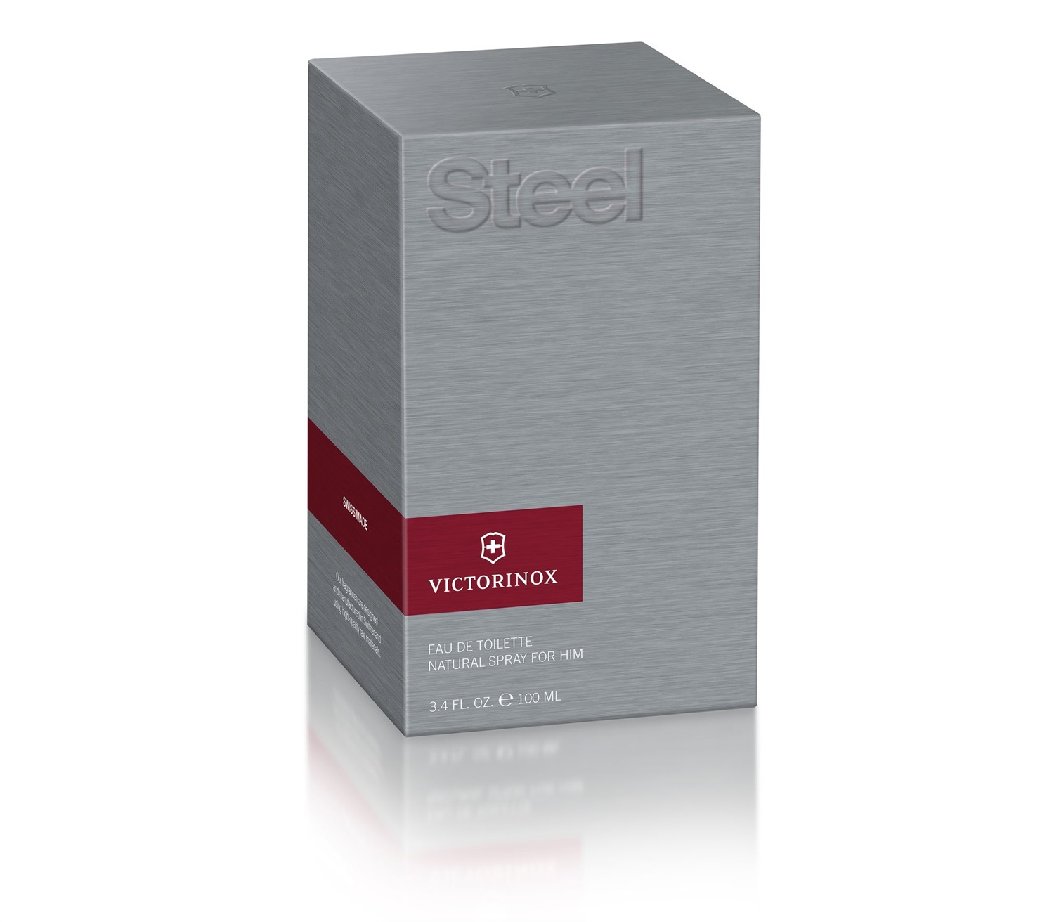Victorinox Steel - Acqua da toeletta da uomo in spray, 100 ml con note di foglie di viola, frutti rossi e accordo acquatico