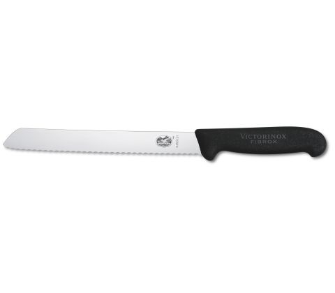 Victorinox Coltello da Pane 21 cm in Acciaio Inossidabile con Manico Ergonomico Fibrox - Finitura Ondulata