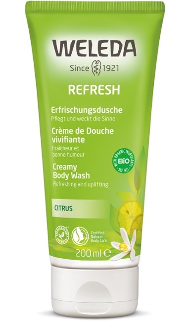 Weleda Doccia Cremosa Limone 200ml - Gel Rinfrescante con Olio di Sesamo Bio e Fragranza Agrumata
