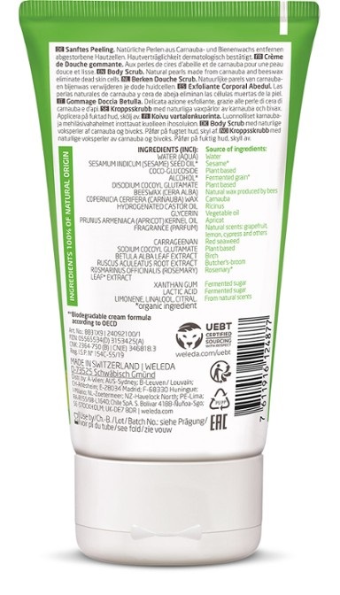 Weleda Gommage Doccia Betulla 150 ml - Scrub Corpo Esfoliante Delicato con Perle di Cera Carnauba