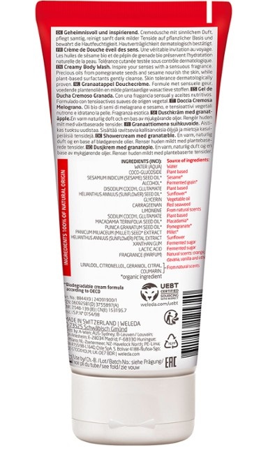 Weleda Doccia Cremosa al Melograno 200 ml - Emulsione Detergente Idratante con Oli Vegetali