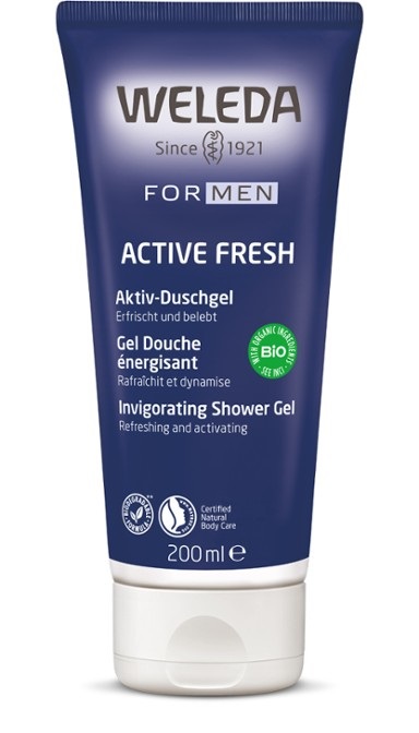 Weleda For Men Active Fresh 3 in 1 Gel Doccia 200 ml - Detergente per Viso, Corpo e Capelli