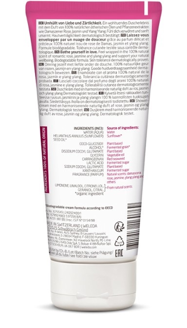 Weleda Aroma Shower Love Gel Doccia Cremoso 200 ml - Aromi Naturali di Rosa, Gelsomino e Ylang Ylang, Vegan e Biodegradabile