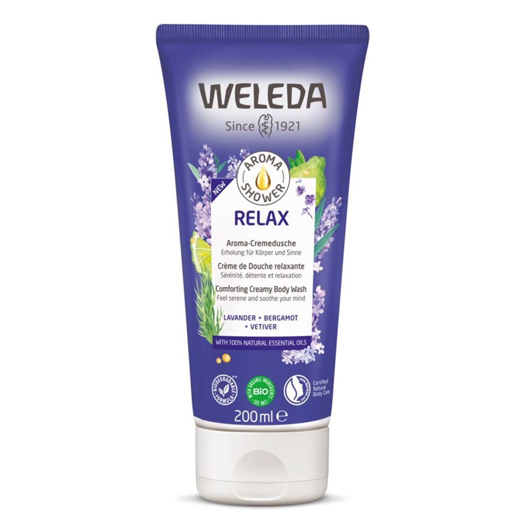 Weleda Aroma Shower Relax Gel Doccia 200 ml - Rilassante con Aromi Naturali di Lavanda, Bergamotto e Vetiver