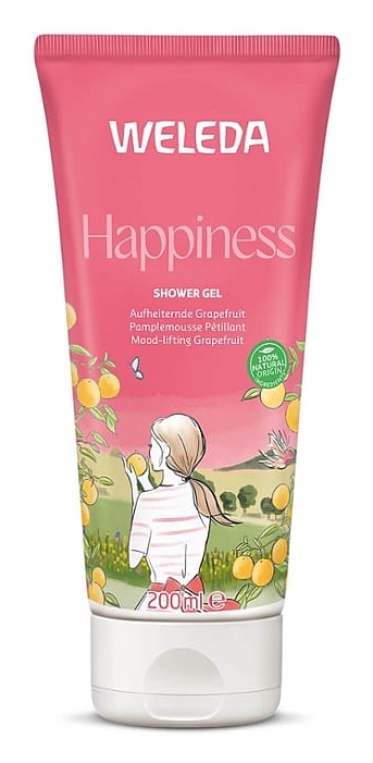 Weleda Happiness Gel Doccia Pompelmo 200 ml - Detergente Corpo e Capelli con Fragranza Naturale di Pompelmo, Lime e Mandarino