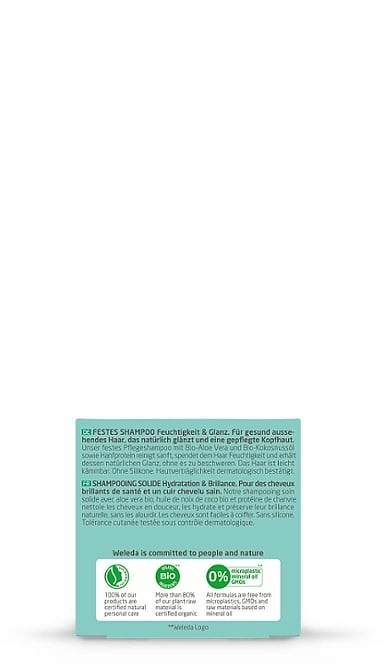Weleda Shampoo Solido Biologico 50 g - Idratante e Lucentezza con Aloe Vera, Olio di Cocco e Proteine di Canapa, Senza Siliconi per Capelli Normali e Secchi