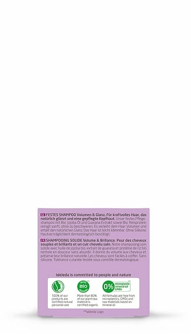 Weleda Shampoo Solido Volume e Lucentezza 50 g - Shampoo Naturale per Capelli Fini e Fragili con Olio di Jojoba, Proteine del Riso ed Estratto di Guaranà