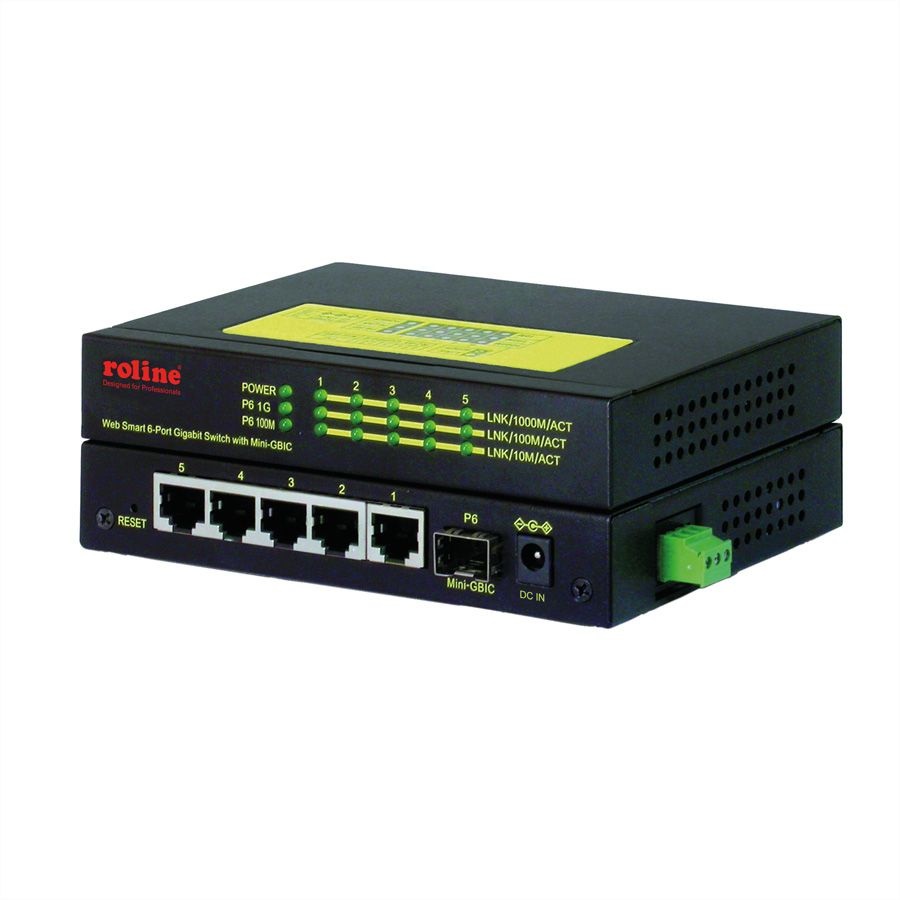ROLINE 21.13.1162 Switch di Rete Gigabit Ethernet (10/100/1000) con 5 Porte RJ-45 e Supporto Power over Ethernet (PoE) - Nero