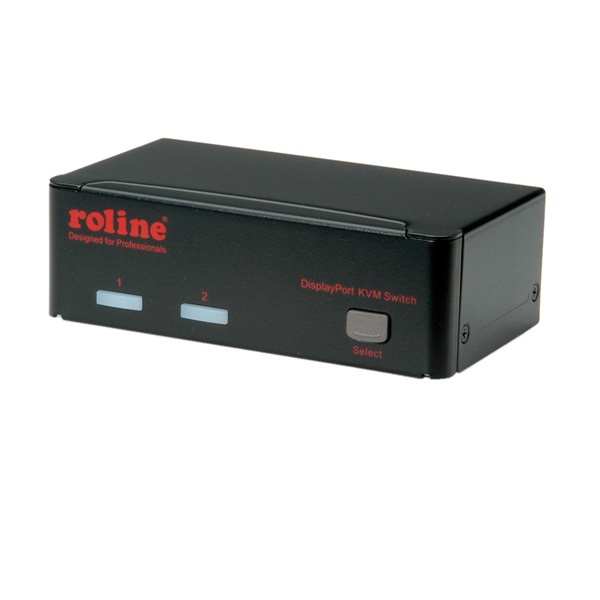 ROLINE Switch KVM 14.01.3327, 1 Utente - 2 PC, DisplayPort, con Hub USB, Risoluzione Fino a 1920 x 1200, Nero