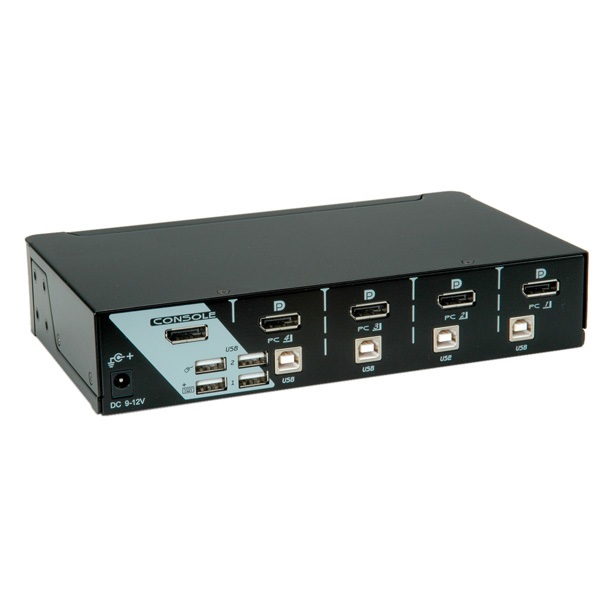 ROLINE 14.01.3329 Switch KVM per Keyboard-Video-Mouse (KVM) Nero - 1 Utente, 4 PC, DisplayPort, Risoluzione 2560 x 1600