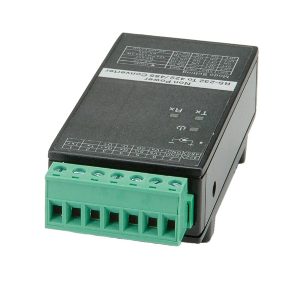 ROLINE RS-232 to RS-422/485 Converter, Din Rail, self powered, Nero - Include cavo di interfaccia e adattatore, compatibile con porte COM seriali