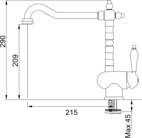 Franke Old England Miscelatore Monocomando Bronzo con Canna Girevole 360°, Finitura Bronzato e Aeratore a Nido d'Ape