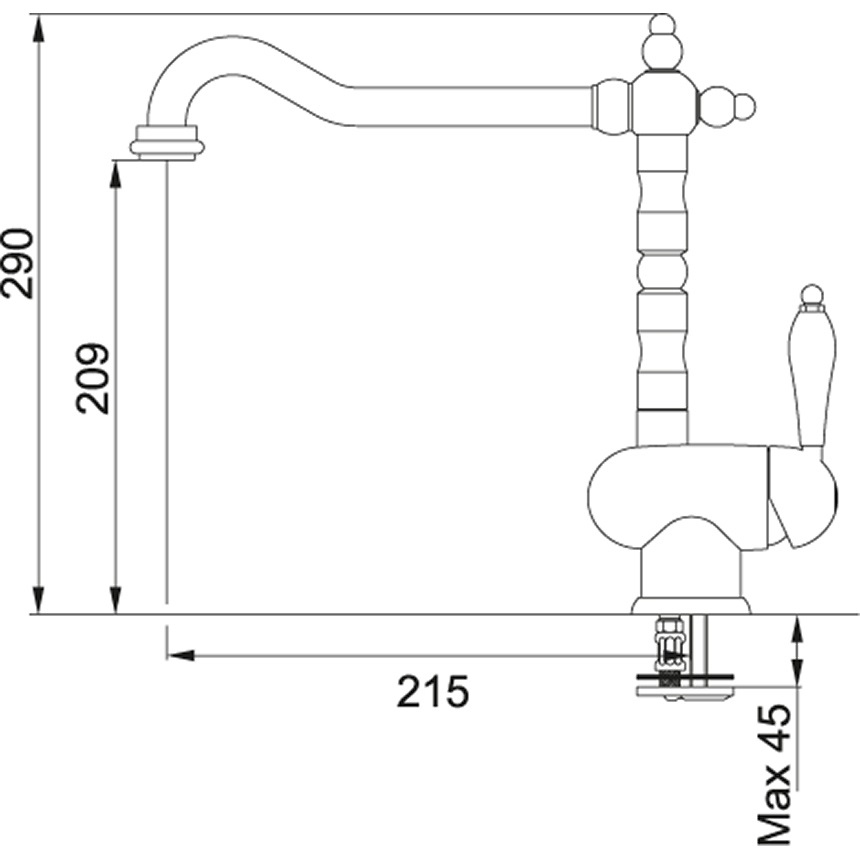 Franke Old England Miscelatore Monocomando in Rame con Canna Girevole 360° e Aeratore a Nido d'Ape