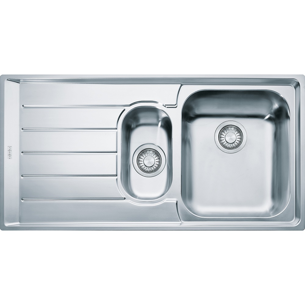 Franke NEX 651 Lavello Montato su Piano Rettangolare in Acciaio Inox Satinato 100x51 cm con 1 Vasca e 1/2 e Gocciolatoio a Sinistra