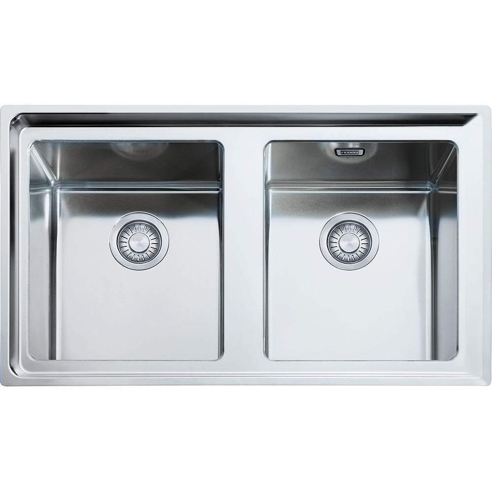 Franke NPX 620 Lavello Montato su Piano Rettangolare 2 Vasche Acciaio Inox Satinato 86 x 51 cm