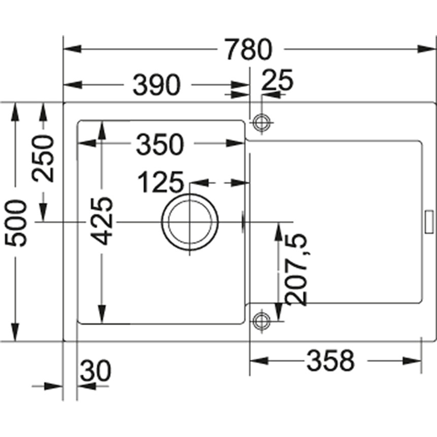 Franke MRG 611-78 Lavello Montato su Piano Rettangolare in Fragranite Sabbia con 1 Vasca e Gocciolatoio Reversibile - Dimensioni 780 x 500 mm
