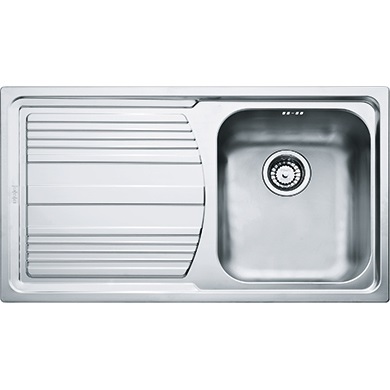 Franke Logica Line LLX 611-L Lavello da Incasso 1 Vasca con Gocciolatoio a Sinistra in Acciaio Inox Satinato 86 x 50 cm