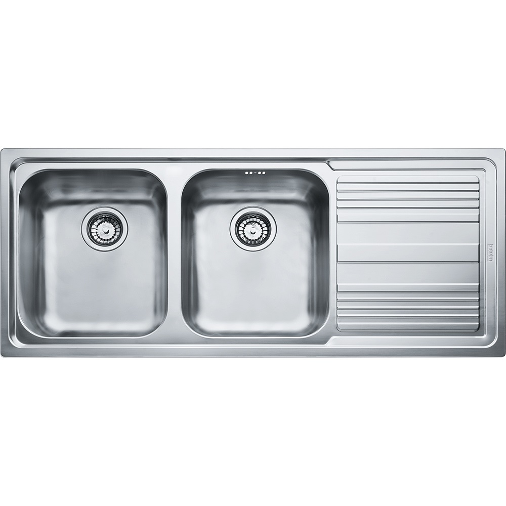Franke Logica Line LLL 621 Lavello da Incasso 2 Vasche 116x50 cm con Gocciolatoio a Destra in Acciaio Inox Antigraffio Dekor