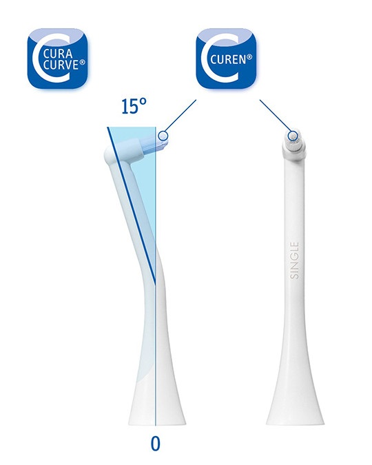 Curaprox Hydrosonic Single Duo - Testine di Ricambio per Spazzolino Sonico, Confezione da 2, Pulizia Precisa di Apparecchi Ortodontici e Bordo Gengivale