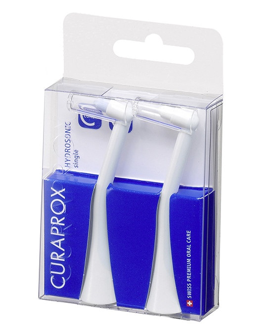 Curaprox Hydrosonic Single Duo - Testine di Ricambio per Spazzolino Sonico, Confezione da 2, Pulizia Precisa di Apparecchi Ortodontici e Bordo Gengivale